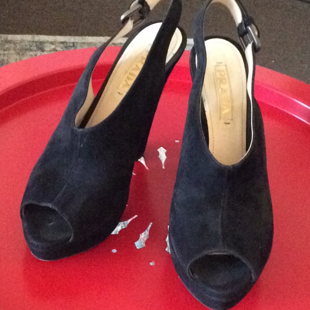 BLACK SUEDE 5 INCH PRADA SHOE